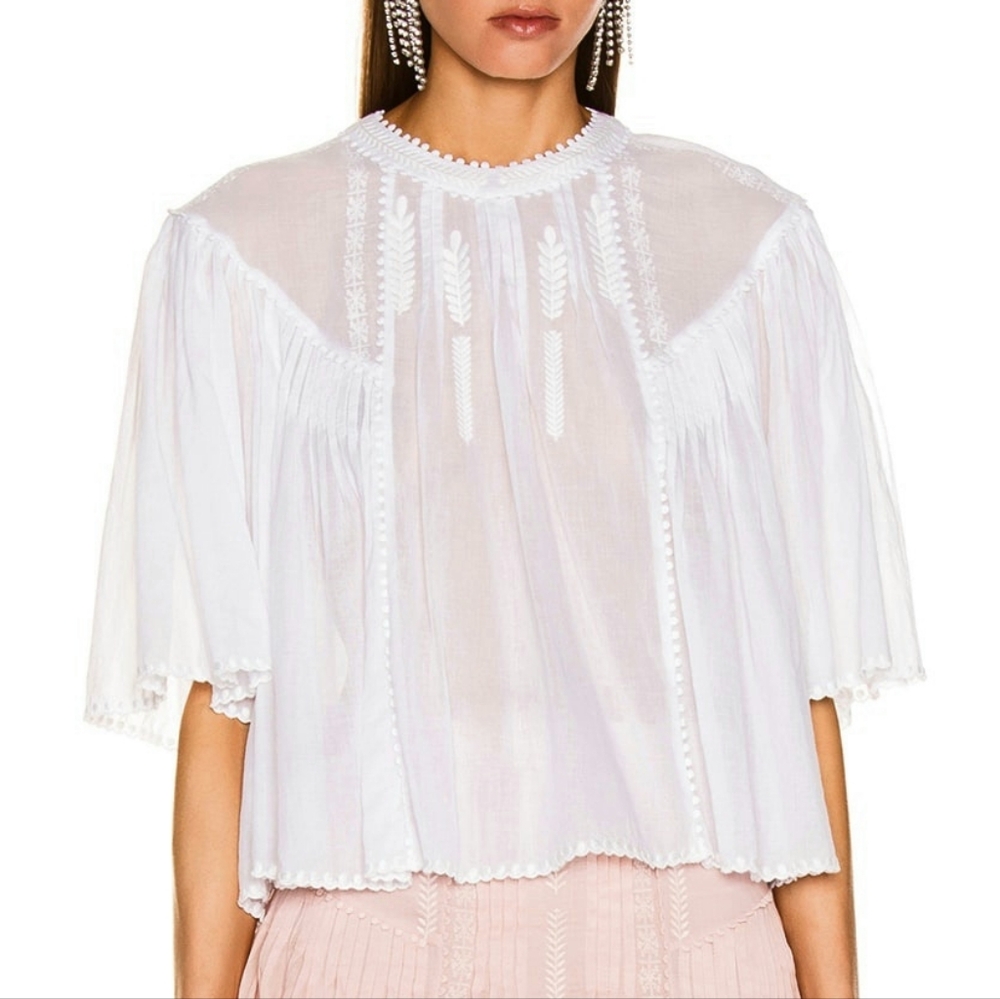 ISABEL MARANT Étoile Algar Top Small Medium EU 38 White Lace Cotton